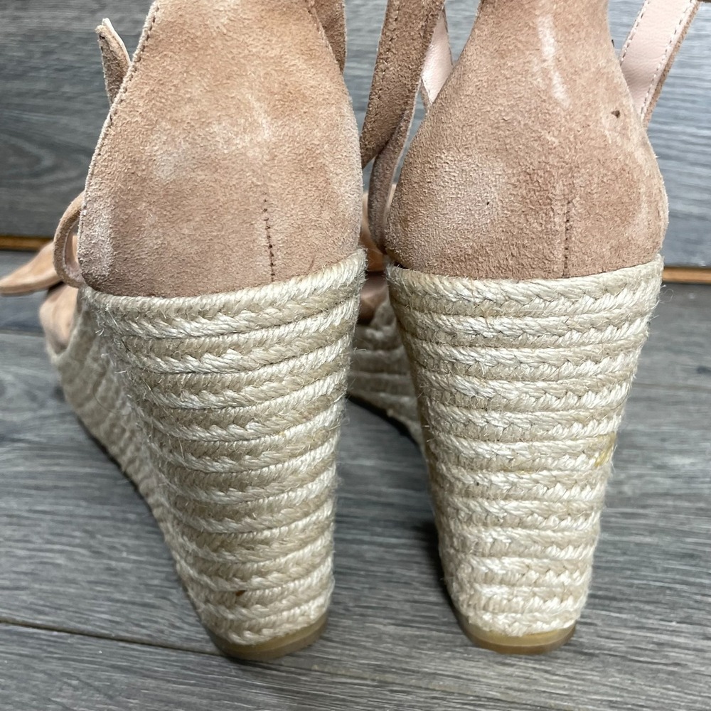 Kate Spade Sandals Womens 8 B Pink Leather Strap Espadrille Wedge Platform New - Picture 4 of 12